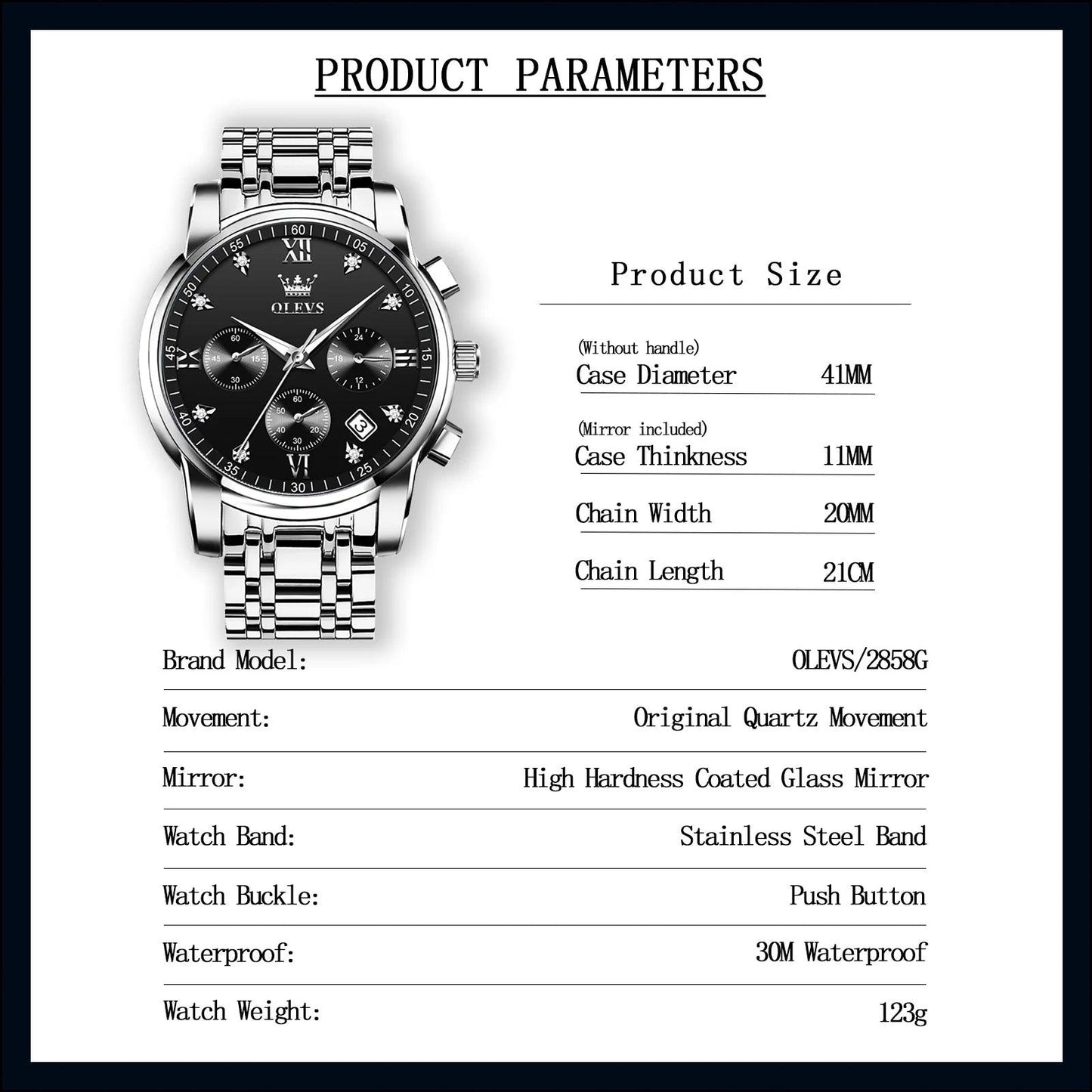 Blue Watches for Men Watch Men Blue Face Luxury Watches for Men Gold and Silver Stainless Steel Men Watch Dress Waterproof Watch for Men