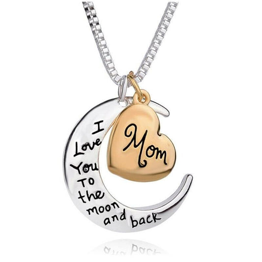 "I Love You to the Moon and Back" Mom Necklace Pendant Birthday Mothers Day Gift