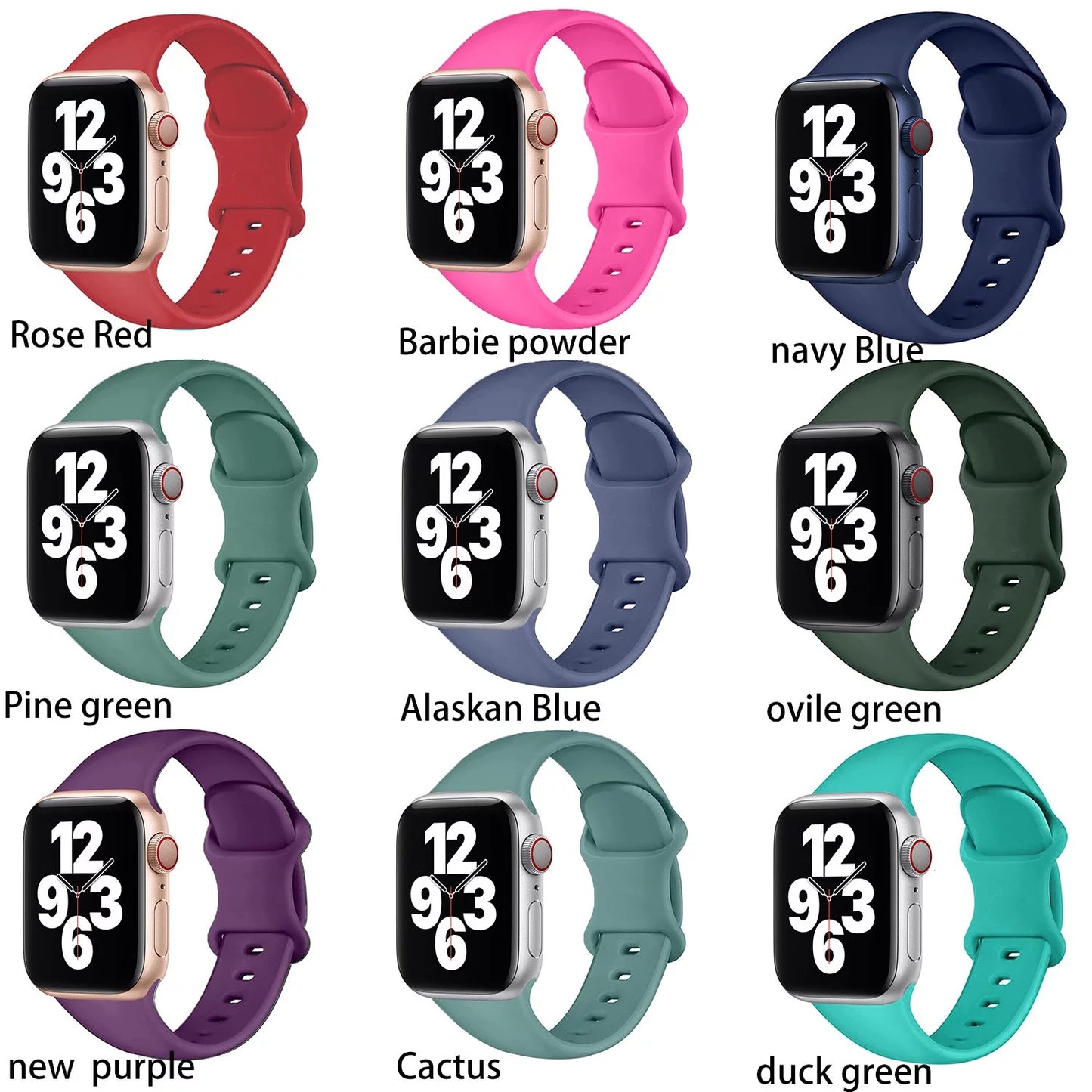 Band for Apple Watch Bands 40Mm Series SE 7 6 5 4 3 2 1 38Mm 44Mm 42Mm 45Mm 41Mm,Women and Men Sport Apple Watch Bands,Soft Silicone Strap Replacement for Iwatch Bands